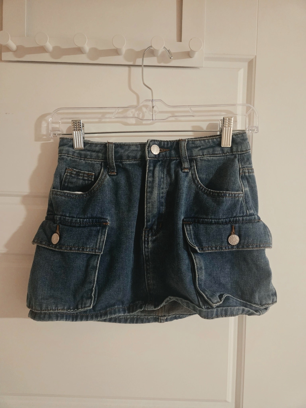 SHEIN Blue Denim Cargo Mini Skirt-Shorts